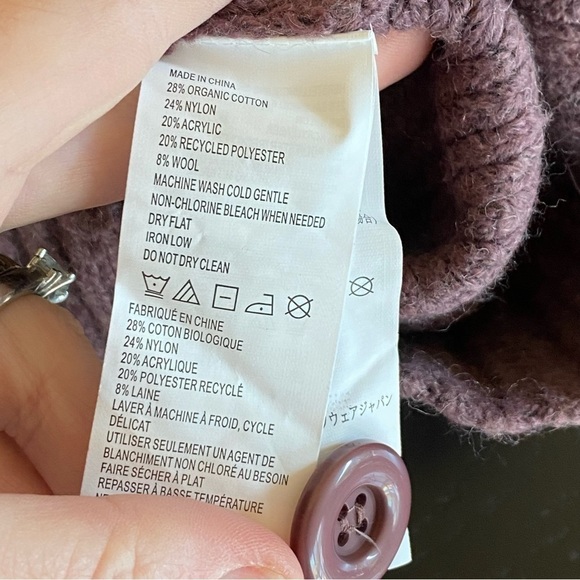 Prana MILONE Cardigan Sweater Womens Medium M Short Batwing Chunky Knit Purple - Picture 8 of 10